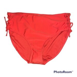 NWT XL 16-18 high waisted bikini bottoms side string burnt orange time and tru
